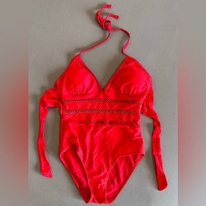 Red Women's One Piece Swimming Suit